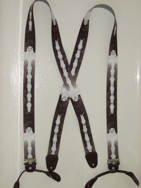 BUTTON-ON EAGLE Suspenders 1 1/2 inches wide and 48 inches long UB120N48WLEG